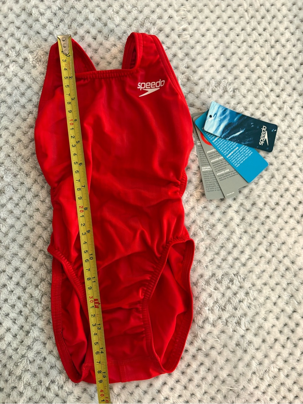 Speedo Girls’ Modern Aquablade Recordbreaker One-Piece Swimsuit in Red - Size 18 - Picture 4 of 6